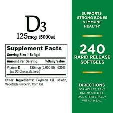 Nature's Bounty Vitamin D3 5000 IU Maximum Strength - 480 Softgels - image 4