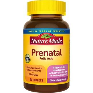 Nature Made Prenatal Vitamin with Folic Acid - 90 Tablets