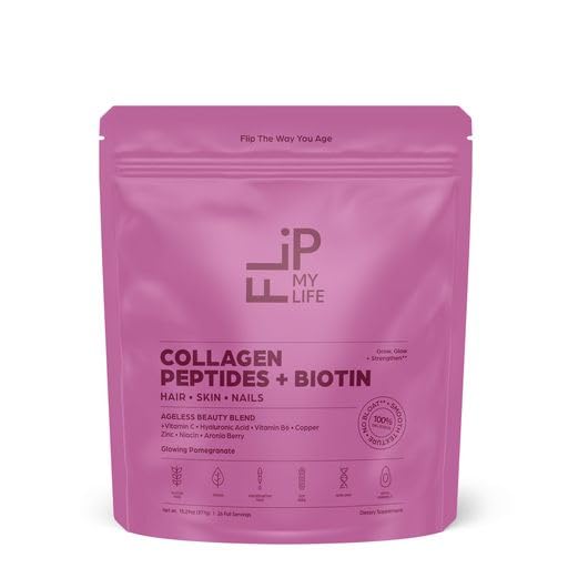 Flip My Life Collagen Peptides + Biotin for Hair, Skin, Nails - 26 Servings - image 4