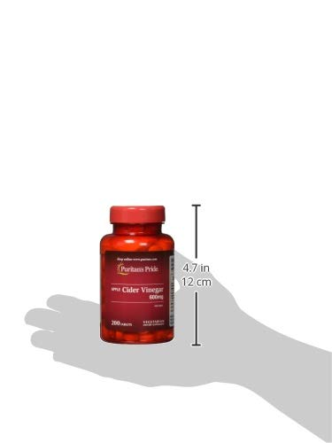 Puritan's Pride Apple Cider Vinegar 600mg - 200 Tablets - image 4