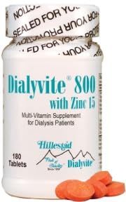 Dialyvite 800 with Zinc 15 mg Dialysis Support - 180 Tablets