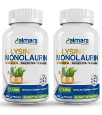 Palmara Health L-Lysine + Monolaurin 600mg 1:1 Ratio