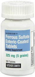 Upsher-Smith Ferrous Sulfate 325 mg Iron Supplement - 100 Tablets