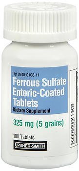 Upsher-Smith Ferrous Sulfate 325 mg Iron Supplement - 100 Tablets