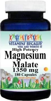 Vitamins Because You Are Worth It Magnesium Malate 1350 mg - 180 Capsules