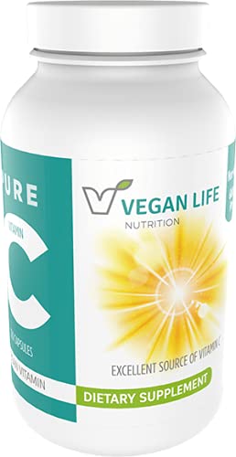 Vegan Life Nutrition Pure Vitamin C Supplement Immune Support - 120 Capsules
