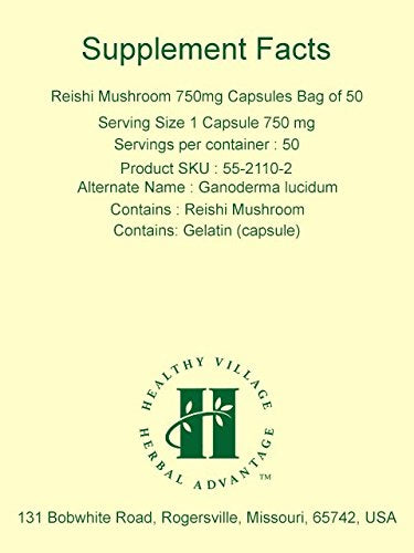 Herbal Advantage Reishi Mushroom 750mg - 50 Capsules - image 3