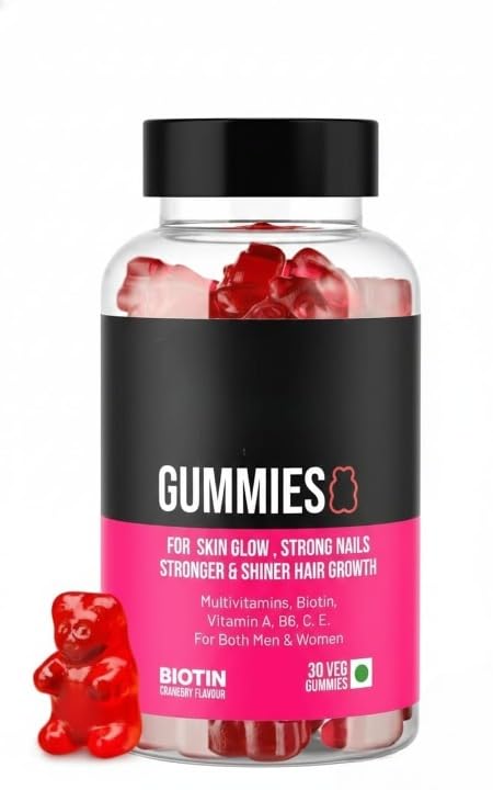 Generic Biotin Hair Gummies for Stronger, Shinier Hair & Nails - 30 Gummies
