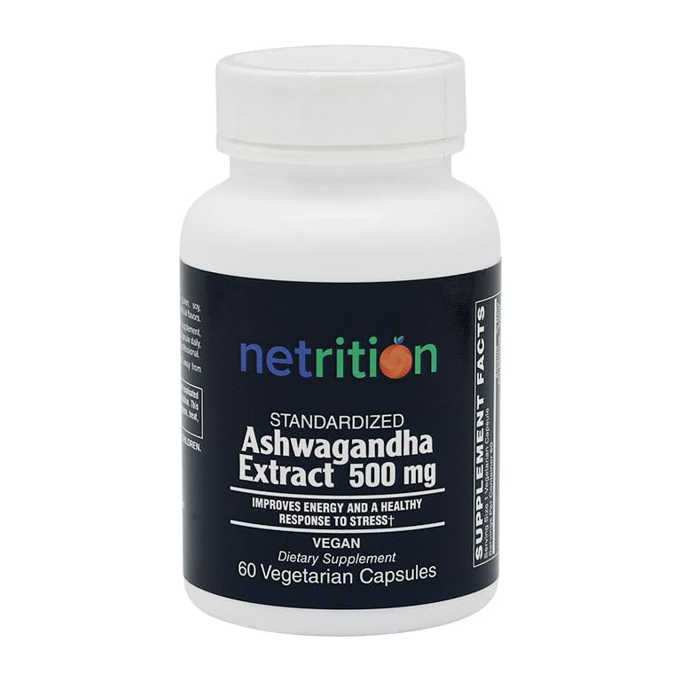 Netrition Ashwagandha Extract 500mg - 60 Vegetarian Capsules