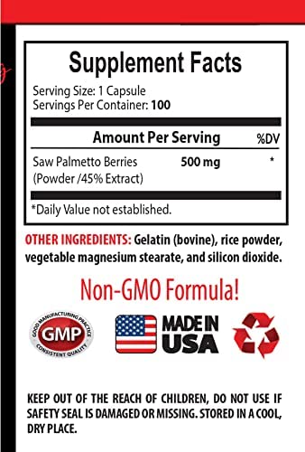 VIP Supplements Saw Palmetto 500mg Extract Hair Growth - 100 Capsules - image 5