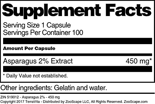 Terravita Asparagus 2% Extract 450 mg - 100 Capsules - image 3