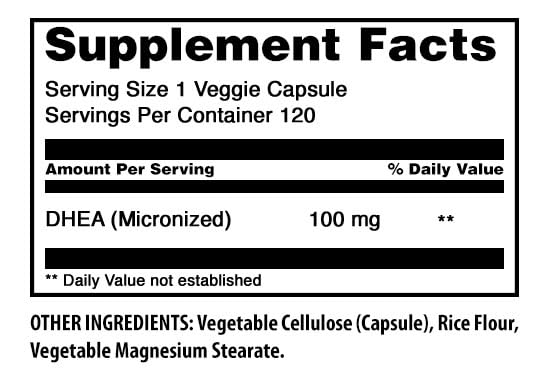Amazing Nutrition Micronized DHEA Supplement 100 mg - 120 Vegetarian Capsules - image 2