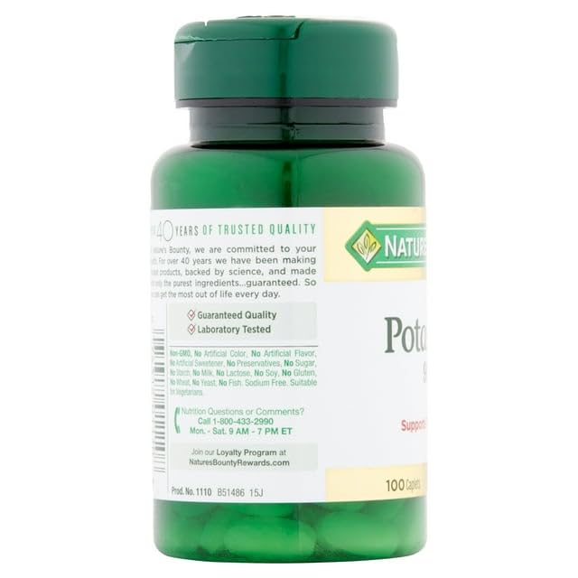 Nature's Bounty Potassium Gluconate 99mg - 100 Caplets - image 3