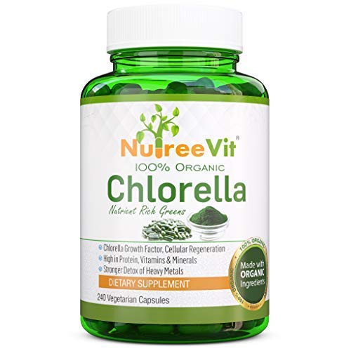 NutreeVit Pure Organic Chlorella Extract Veggie Capsules - 320 Count