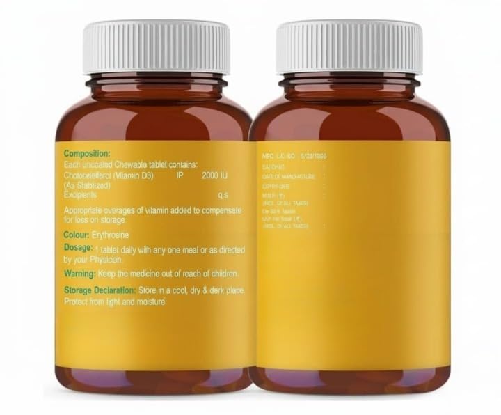 Generic Vitamin D3 2000 IU Chewable Tablets Raspberry Flavour - 90 Tablets - image 2