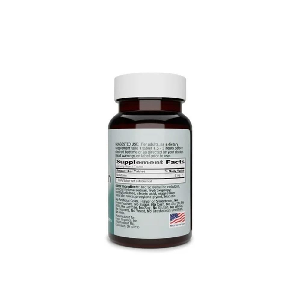 Basic Organics Melatonin 3 mg Tablets - 180 Count - image 2