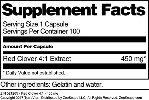 Terravita Red Clover 4:1 Extract 450 mg - 100 Capsules - image 3