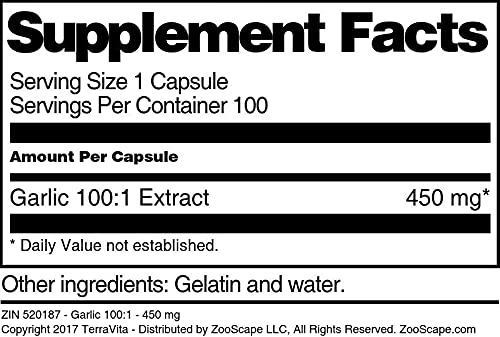 Terravita Garlic 100:1 Extract 450 mg - 100 Capsules - image 3