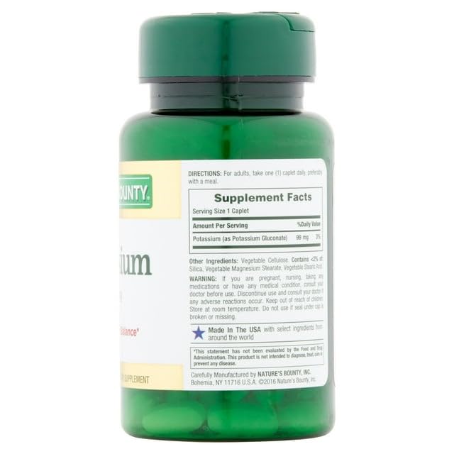 Nature's Bounty Potassium Gluconate 99mg - 100 Caplets - image 2