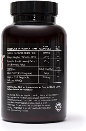 Watermans Allevi8 Curcumin Turmeric with Ginger & Vitamin D - 120 Capsules - image 4