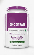Generic Zinc Citrate Vegetarian Capsules for Immune Support - 120 Count