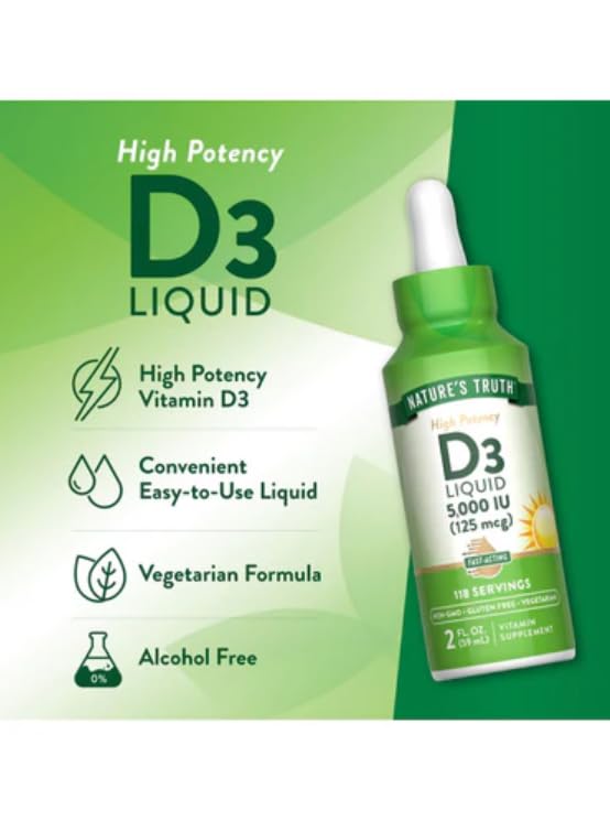 Nature's Truth Vitamin D3 5000 IU Liquid - Pack of 5 (2 oz each) - image 6