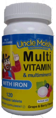 Uncle Moishy Chewable Multivitamin Mineral with Iron - 120 Tablets