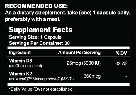 Leviathan Nutrition Vitamin D3 K2 5000 IU - 30 Capsules - image 2