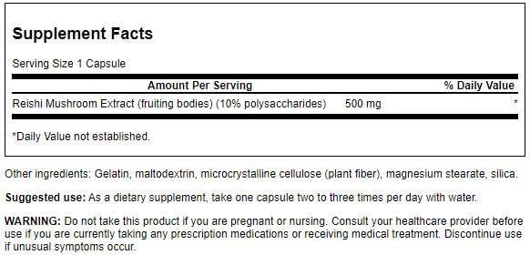 Swanson Reishi Mushroom Extract 500 mg - 90 Capsules - image 2