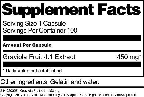 Terravita Graviola Fruit 4:1-450 mg (100 Capsules, ZIN: 520357) - image 4