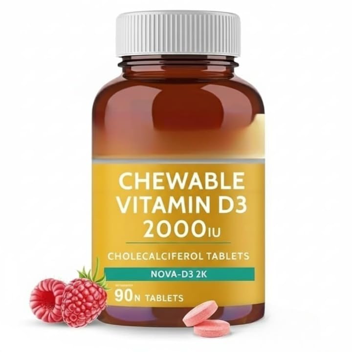 Generic Vitamin D3 2000 IU Chewable Tablets Raspberry Flavour - 90 Tablets