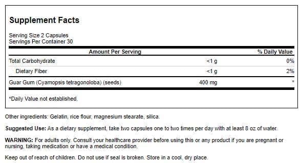 Swanson Full Spectrum Guar Gum 400 mg - 60 Capsules - image 2