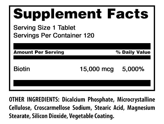 Amazing Nutrition Biotin 15000 mcg - 120 Tablets - image 2