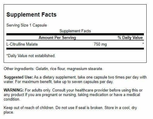 Swanson L-Citrulline Malate Amino Acid 750 mg - 60 Capsules - image 2