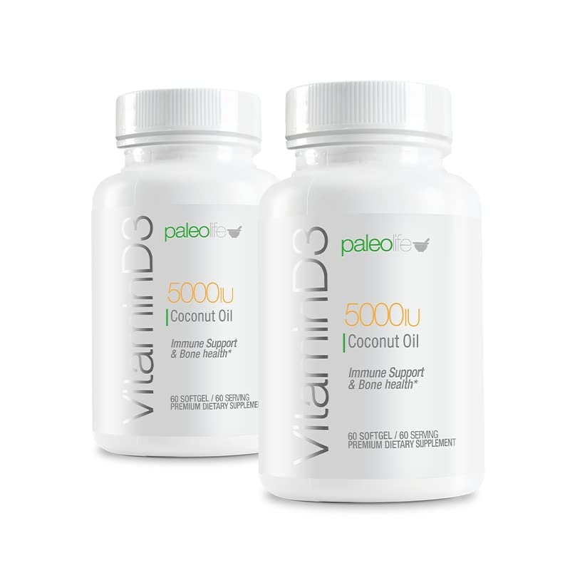 Paleolf Vitamin D3 5000 IU with Coconut Oil - 120 Softgels