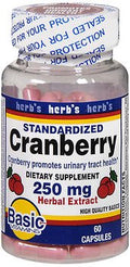 Basic Vitamins Cranberry 250 mg Herbal Extract Capsules - 180 Count