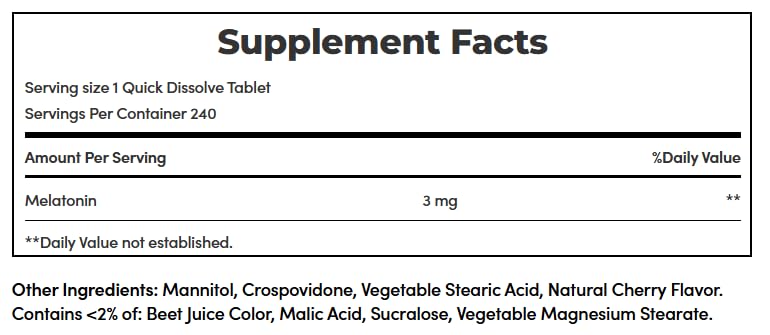 Nature's Bounty Melatonin 3 mg Quick Dissolve Tablets - 240 Count - image 7