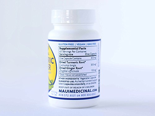 Maui Medicinal Herbs Turmeric Ginger 400mg - 60 Vegetarian Capsules - image 3