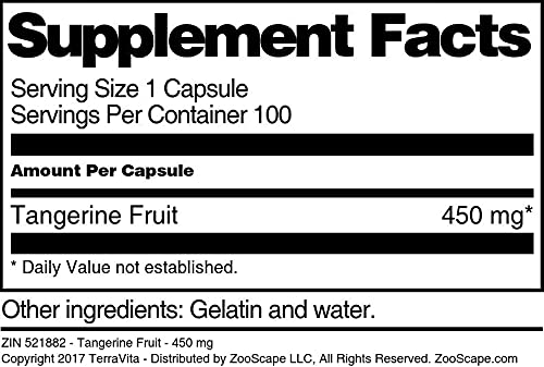 Terravita Tangerine Fruit - 450 mg (100 Capsules, ZIN: 521882)