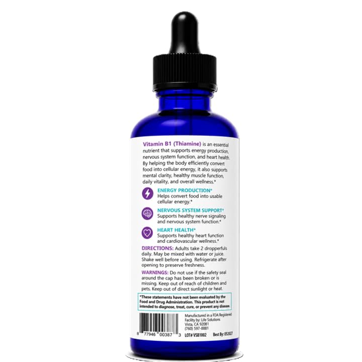 Life Solutions Vitamin B1 Thiamine HCl Liquid Drops - 2 oz - image 9