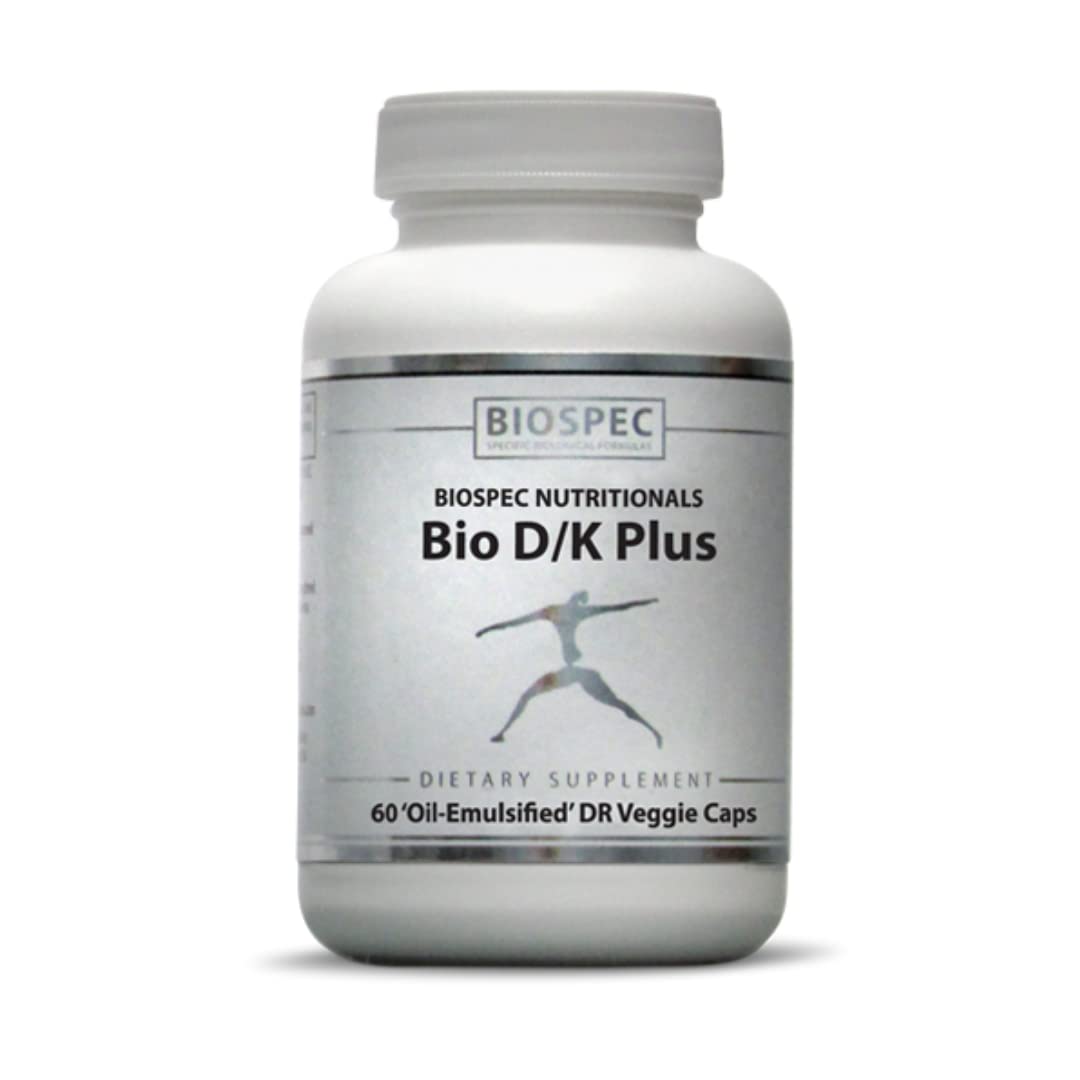 BIOSPEC NUTRITIONALS Bio D/K Plus Vitamin D3 K2 - 60 Capsules