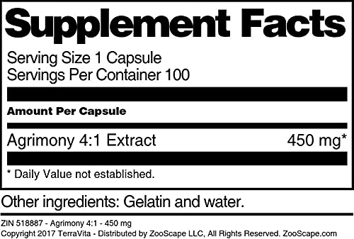 Terravita Agrimony 4:1 Extract 450 mg - 300 Capsules - image 5