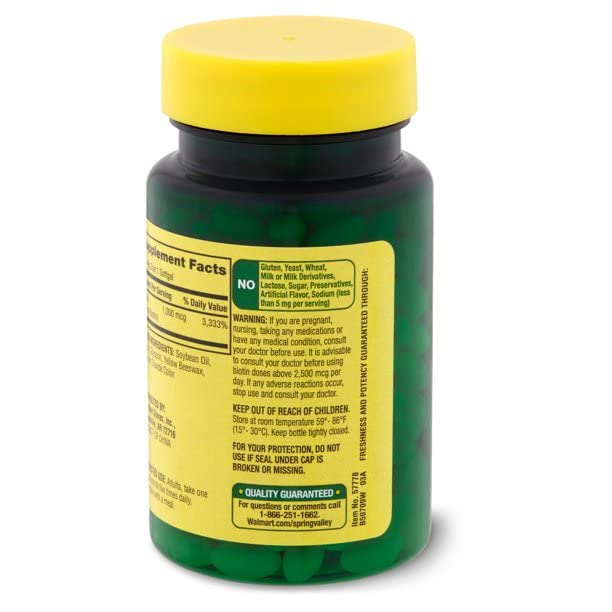 Spring Valley Biotin 1000 mcg Softgels for Hair, Skin & Nails - 300 Softgels - image 3