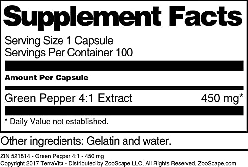 Terravita Green Pepper 4:1-450 mg (100 Capsules, ZIN: 521814)