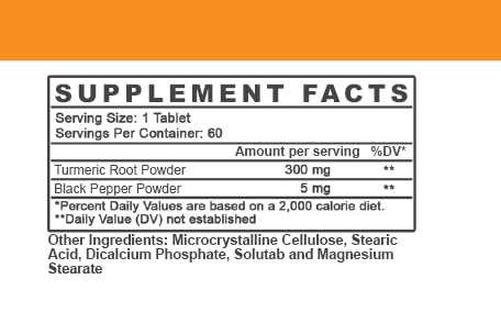 Angry Supplements Just Pure Turmeric Root with Black Pepper - 120 Tablets - image 2