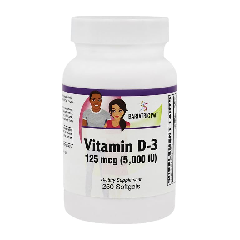 BariatricPal Vitamin D-3 125mcg (5000 IU) - Easy Swallow Vegetarian Softgels by