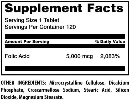 Amazing Formulas Folic Acid 5000 Mcg per Serving
