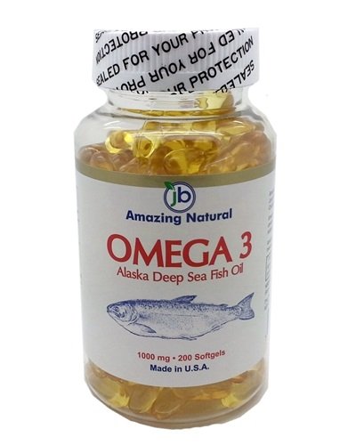 Amazing Natural Omega 3 Deep Sea Fish Oil 1000 mg - 200 Softgels