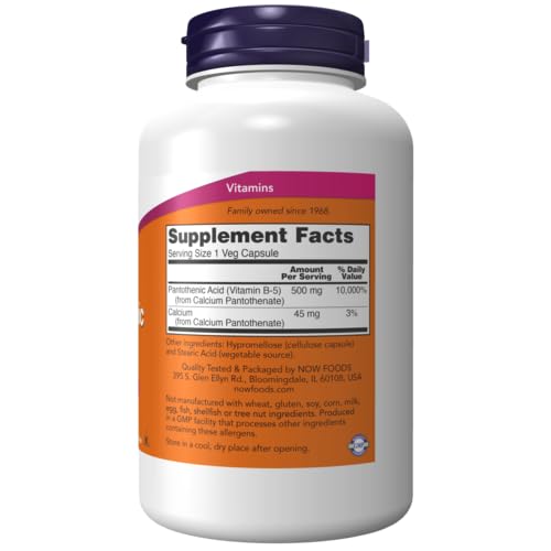 NOW Foods Pantothenic Acid Vitamin B5 500 mg - 500 Capsules - image 4