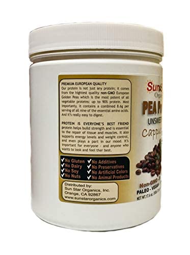 Sun Star Organics Pea Protein Powder Cappuccino - 17.6 oz - image 2
